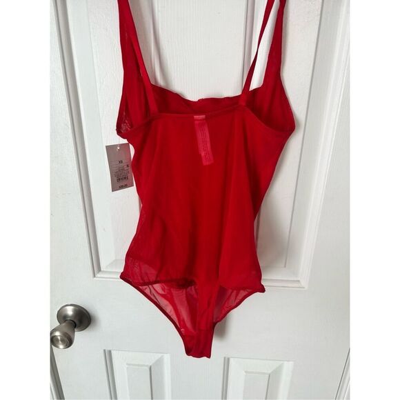 Auden Intimates Women's Mesh Bodysuit Thong Lingerie  Red Size XS - Picture 4 of 5